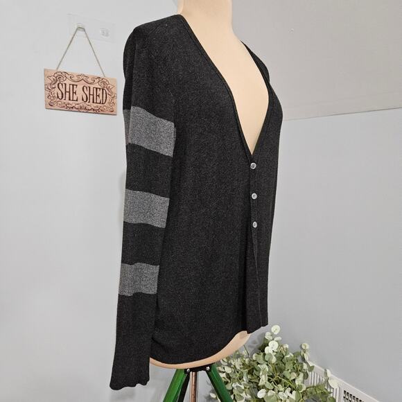 Eileen Fisher Cardigan Striped Sweater Button Front Normcore Momcore Minimal L - Picture 3 of 14